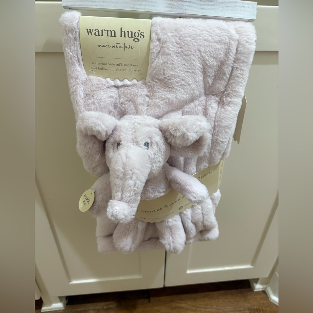 Warm Hugs Pink Elephant Blanket and stuffy